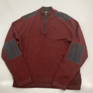 Ascend  1/4 zip Pullover Mens Size Medium M Elbow Patches Mock Neck Burgundy